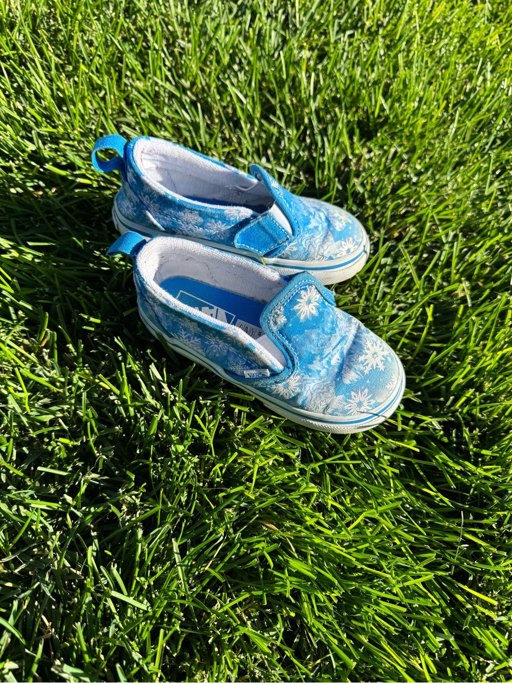 Vans Kids Size 8 Blue Snowflake Slip-On Shoes Frozen Elsa Costume